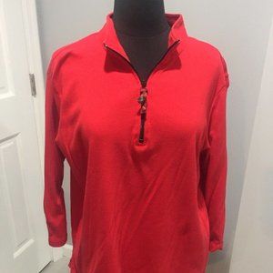 Coldwater Creek Red Knit Top Plaid Lining Size Med